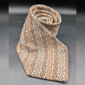 Vintage Dolce & Gabbana Soft Wool Woven  Striped Tie, Brown
